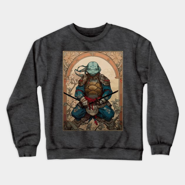 Anthropomorphic Samurai Turtle Kappa Crewneck Sweatshirt by entwithanaxe